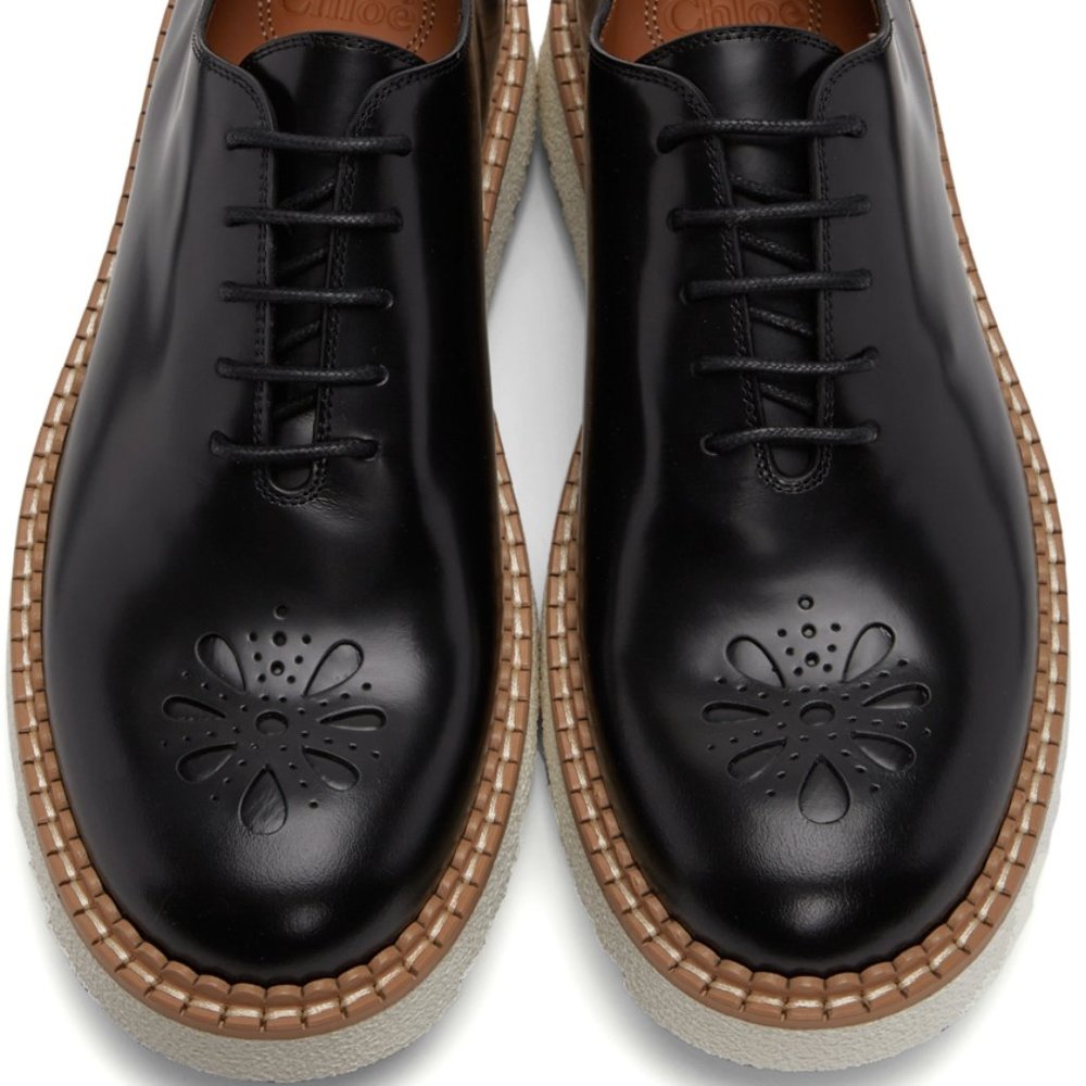 Chloé Black Kurtys Lace-Up Derbys NWT